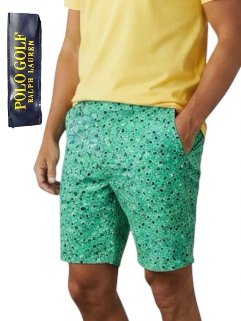 Polo Ralph Lauren Shorts Golf Swim Hybrid Wicking Mens 38x10 Green Floral Lined